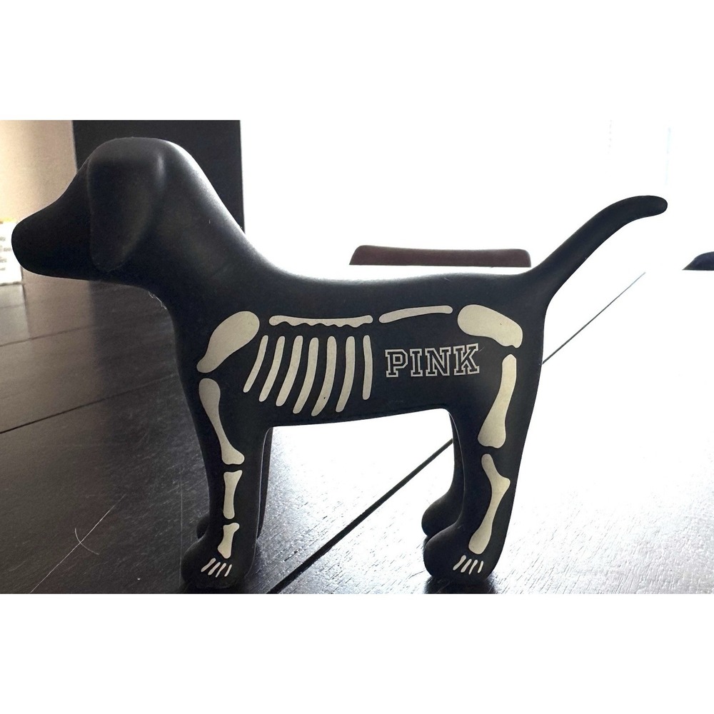 Victoria Secret VS PINK Mini Dog Skeleton Black Hard Plastic Halloween